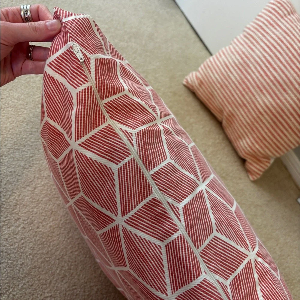 Coral and White Decorative Pillow Set